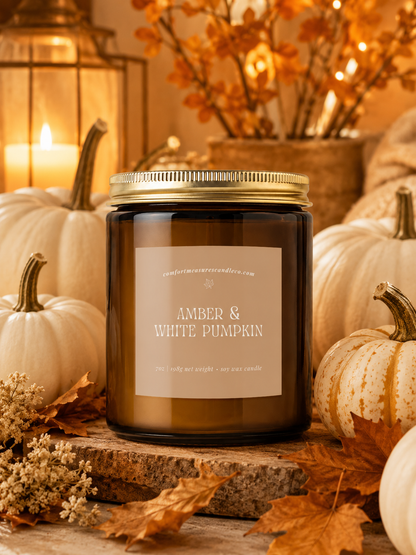 Amber & White Pumpkin Candle